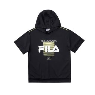 【FILA】KIDS 童吸濕排汗連帽上衣-黑(1TEV-4306-BK)