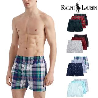 【RALPH LAUREN】POLO Classic Fit Woven 棉質寬鬆四角褲 Polo內褲(三入組 多款任選)