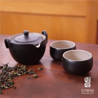 【LohasPottery 陸寶】禪風陶然蓋碗  禪風黑(一碗兩杯)