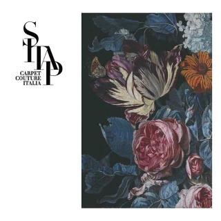 【SITAP 西塔】Sicily FLOWERONE BLK/BLUE 西西里古典風  155X230 紅花黑藍