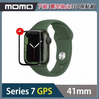 3D全屏保貼組★【Apple 蘋果】Apple Watch S7 GPS 41mm(鋁金屬錶殼搭配運動型錶帶)