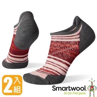 【SmartWool】女款 美麗諾羊毛 PhD 輕量菁英減震型印花跑步踝襪(SW000772 中性灰_2雙入)