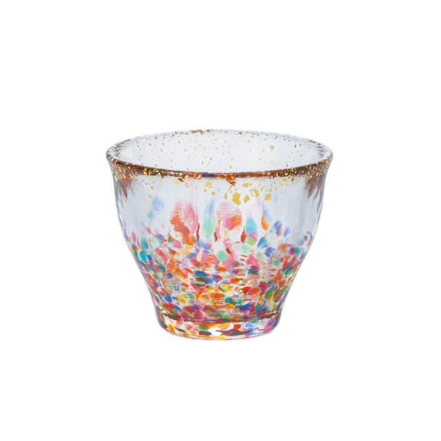 【ADERIA】日本津輕 2款 手作金彩花火湯吞杯 祭典湯吞杯 玻璃杯 85ml(玻璃杯 水杯 茶杯)