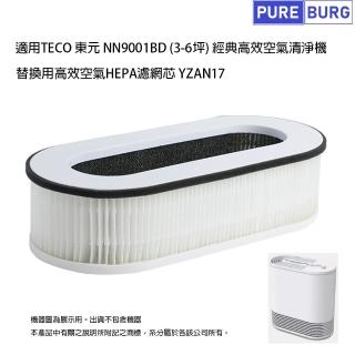 【PUREBURG】適用Teco 東元 NN9001BD  經典高效空氣清淨機 副廠替換用HEPA活性碳濾網