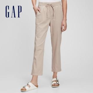 【GAP】女裝 輕透氣系列 時尚素色直筒休閒九分褲(883883-卡其色)