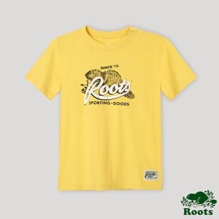 【Roots】Roots大童- 90風潮系列 復古海狸短袖T恤(檸檬黃)