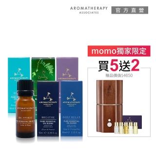 【AA 英國皇家芳療】純香精油室內香薰超值組優惠組(純香精油10mLx5+超聲波水氧機+迷你沐浴油組)