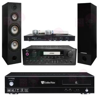 【金嗓】智慧點歌伴唱機4TB+綜合擴大機+無線麥克風+喇叭(CPX-900 F1+FPRO PMA-328+EWM-P28+KS-688)
