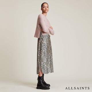 【ALLSAINTS】TIANA HALFTONE 層次粉嫩針織個性豹紋兩件式中長版連身裙洋裝(修身版型)