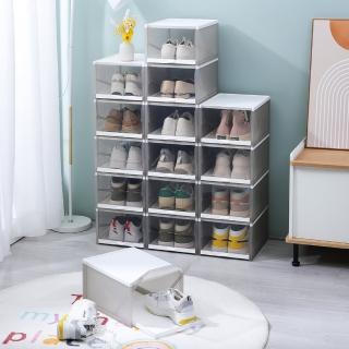 【AOTTO】大號透明抽屜式抽拉收納鞋盒12入(可疊加)