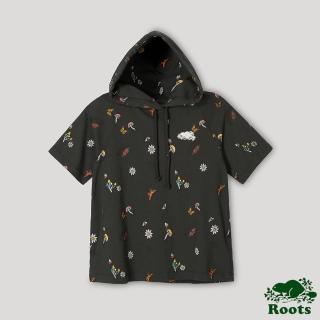 【Roots】Roots 女裝- 生生不息系列 自然元素滿版印花連帽上衣(鐵灰色)