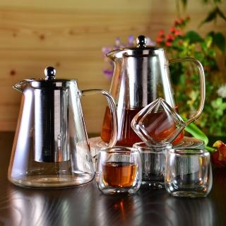 【YU Living 信歐傢居】大容量耐熱玻璃泡茶壺 1400ml(不鏽鋼茶壺 泡茶壺 大容量茶壺)