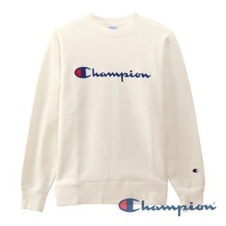 【Champion】BASIC草寫Logo內刷毛大學Tee-米白色