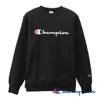 【Champion】BASIC草寫Logo內刷毛大學Tee-黑色
