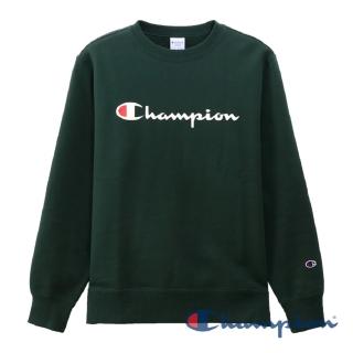 【Champion】BASIC草寫Logo內刷毛大學Tee-綠色