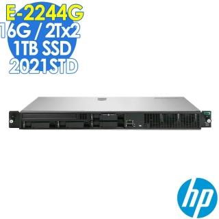 【HP 惠普】DL20 Gen10 機架式伺服器 E-2244G/16G/1TSSD+2TBX2/E208i Raid卡/DVD/500W/2021 STD(四核心)