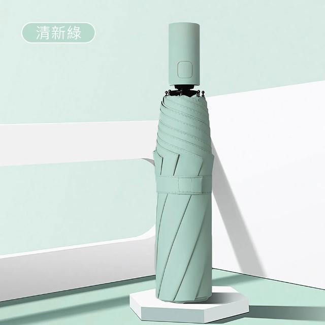 買大送小 27吋特大傘面 10骨抗風反向傘+8骨輕量超防曬UPF50黑膠自動傘(雨季超值組)