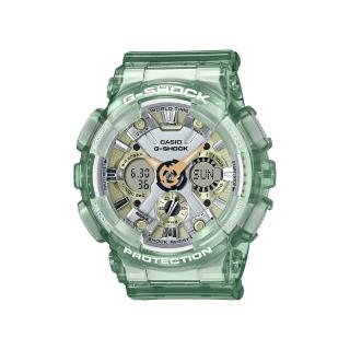 【CASIO 卡西歐】G-SHOCK 金屬光澤 半透明雙顯手錶(透綠 GMA-S120GS-3A)