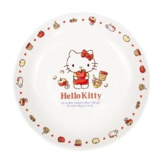 【小禮堂】Hello Kitty 陶瓷深盤 8吋 500ml 《紅白蘋果款》(平輸品)