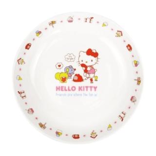 【小禮堂】Hello Kitty 陶瓷深盤 8吋 500ml 《紅白電話款》(平輸品)