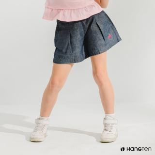 【Hang Ten】女童-刺繡休閒褲裙(藍)