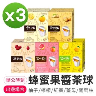 【韓味不二】即期品 韓國柚子茶球X3盒(30gX15入/盒;檸檬/薑母/葡萄柚/紅棗 22.6.6)