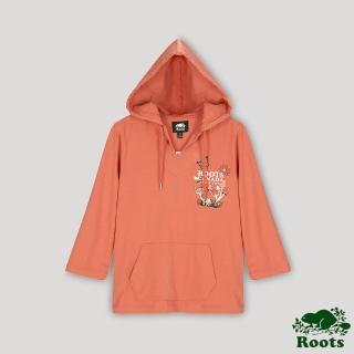 【Roots】Roots 女裝- 生生不息系列 蘑菇元素短袖連帽上衣(橘紅色)