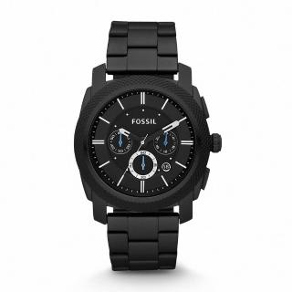 【FOSSIL】Machine Chronograph Black 不鏽鋼黑色鋼帶男錶-45mm(FS4552IE)