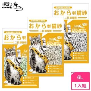 【iCat 寵喵樂】二代加強版環保天然豆腐砂 6L(貓砂)