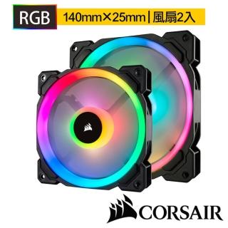 【CORSAIR 海盜船】雙光環 RGB  LL140風扇x2+控制器