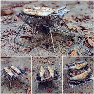 【May shop】可折疊輕便不銹鋼串烤燒烤爐便攜戶外BBQ烤肉爐