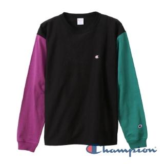 【Champion】RW拼色長Tee-黑/紫/綠-9.4oz