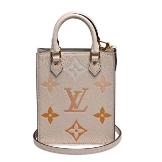 【Louis Vuitton 路易威登】M80449經典PETIT SAC PLAT系列Empreinte雙色牛皮手提/斜背包(米黃色)