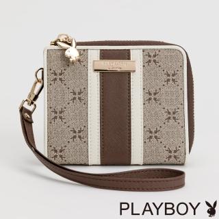 【PLAYBOY】零錢包附手挽帶 可可拿鐵Cocoa latte系列(咖啡色)