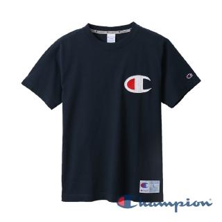 【Champion】AS刺繡Logo短Tee-深藍色