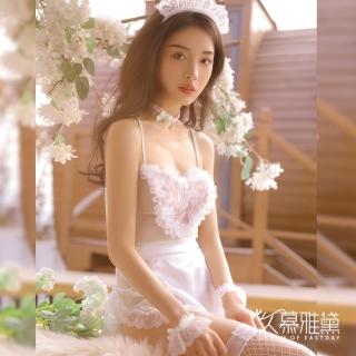 【久慕雅黛】玫瑰蕾絲愛心透紗女僕制服套裝(綠色)