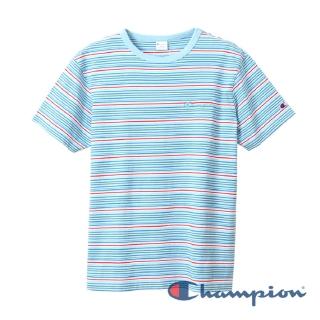 【Champion】Campus條紋短Tee-藍色