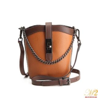 【MOROM】真皮淑女經典斜背包(棕色)