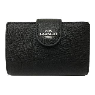 【COACH】新款銀色LOGO鈔票零錢袋中夾(銀標/黑)