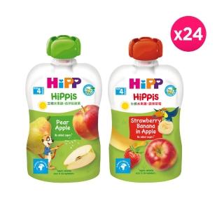 【HiPP】喜寶生機水果趣系列100g*24入(西洋梨蘋果+蘋果草莓)