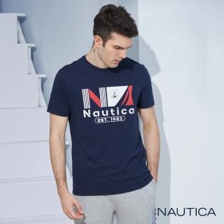 【NAUTICA】男裝 品牌LOGO圖騰短袖T恤(海軍藍)