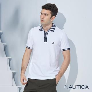 【NAUTICA】男裝 美式休閒吸濕排汗短袖POLO衫(白色)