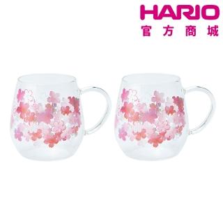 【HARIO官方商城】吉野櫻圓型玻璃對杯組 RDMS-1824 360ml(耐熱玻璃 玻璃對杯 咖啡杯)