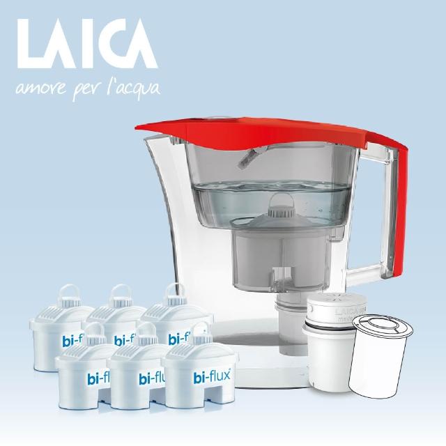 【LAICA 萊卡】除菌生飲濾水壺1年份濾芯組(1壺6芯+除菌濾芯)