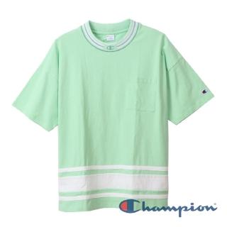 【Champion】Campus條紋口袋短Tee-淺綠色