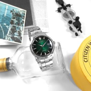 【CITIZEN 星辰】限量款 黑潮64復刻經典 機械錶 日期顯示 不鏽鋼手錶 綠色 41mm(NK0007-88X)