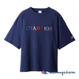 【Champion】Womens彩色Logo寬鬆短Tee-深藍色