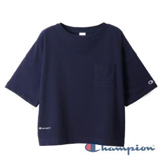 【Champion】Womens口袋短Tee-深藍色