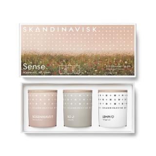 【丹麥 Skandinavisk】香氛蠟燭 SENSE 65g 3入禮盒組(LEMPI 以愛之名 ROSENHAVE 薔薇花園 RO 寧靜嚮往)