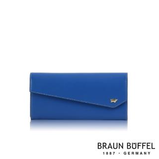 【BRAUN BUFFEL 德國小金牛】台灣總代理 奧菲莉亞-D 10卡兩折長夾-藍色(BF681-621-BL)